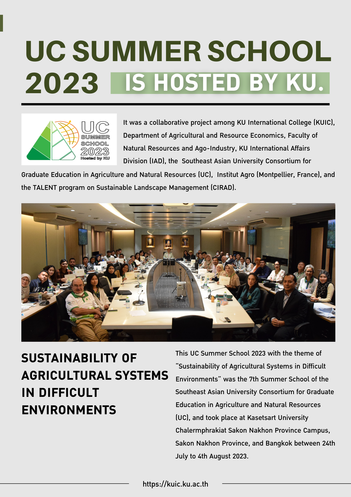 UC SUMMER SCHOOL 2023 KUIC Kasetsart University International College